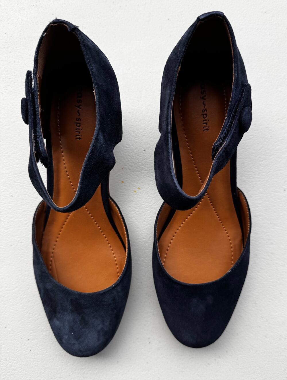 EASY SPIRIT CLARICE SUEDE MARY JANE PUMPS BLOCK HEEL - SIZE 9W